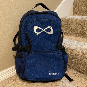 Sparkly blue nfinity cheer backpack